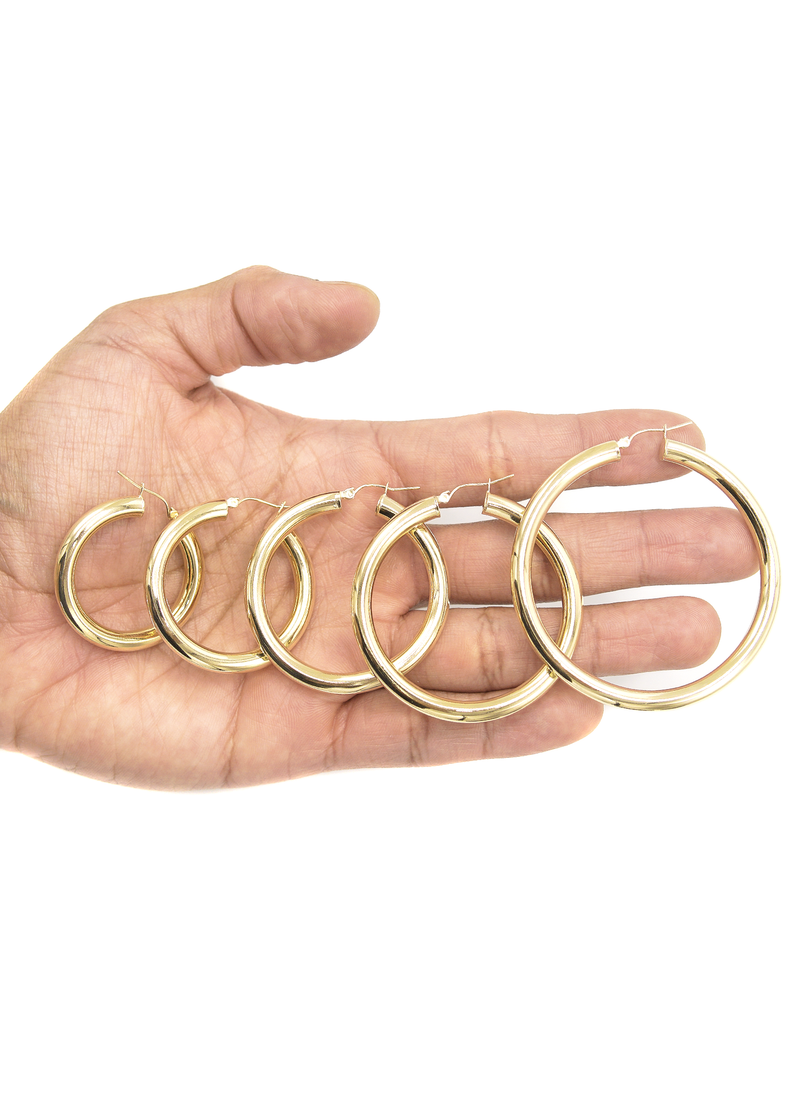 10K Womens Gold Hoop Earrings | Customizable Size