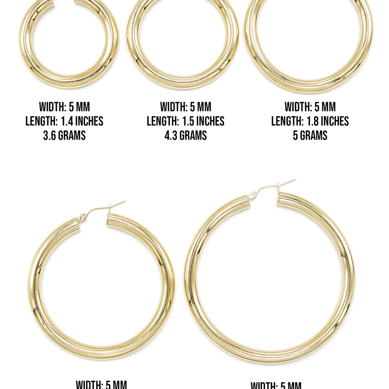 10K Womens Gold Hoop Earrings | Customizable Size