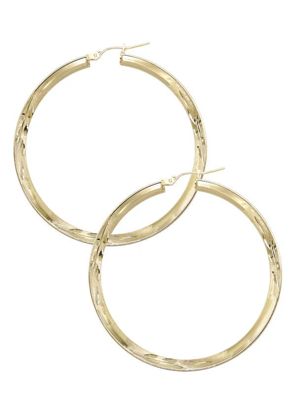 10K Womens Gold Hoop Earrings | Customizable Size | 3.7 MM