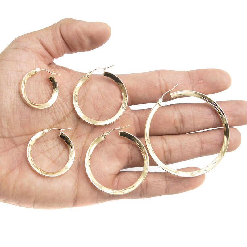 10K Womens Gold Hoop Earrings | Customizable Size