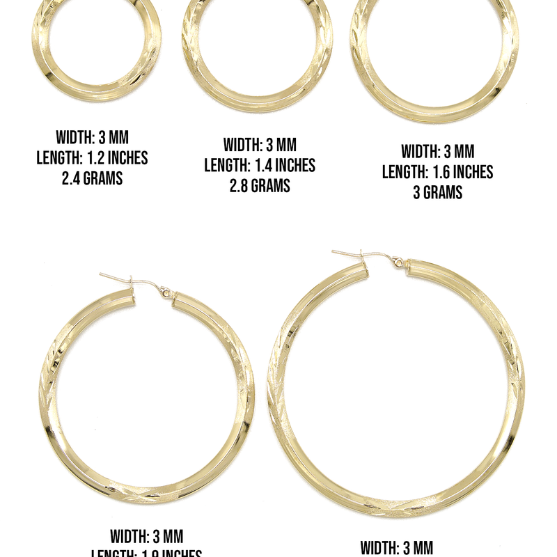 10K Womens Gold Hoop Earrings | Customizable Size