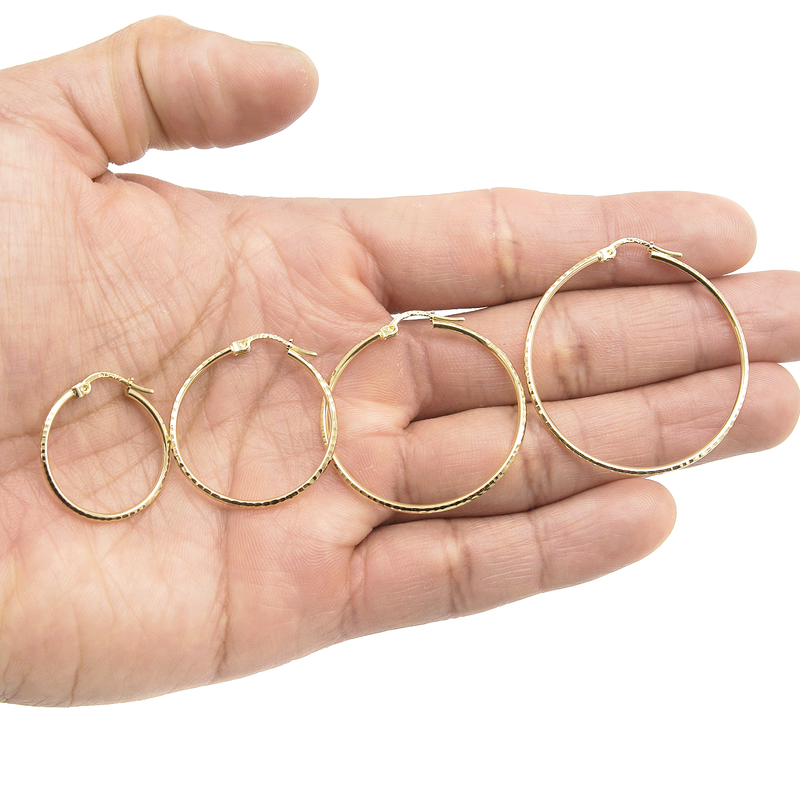 10K Womens Gold Hoop Earrings | Customizable Size