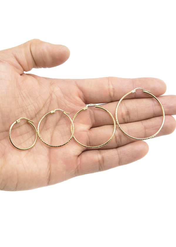 10K Womens Gold Hoop Earrings | Customizable Size