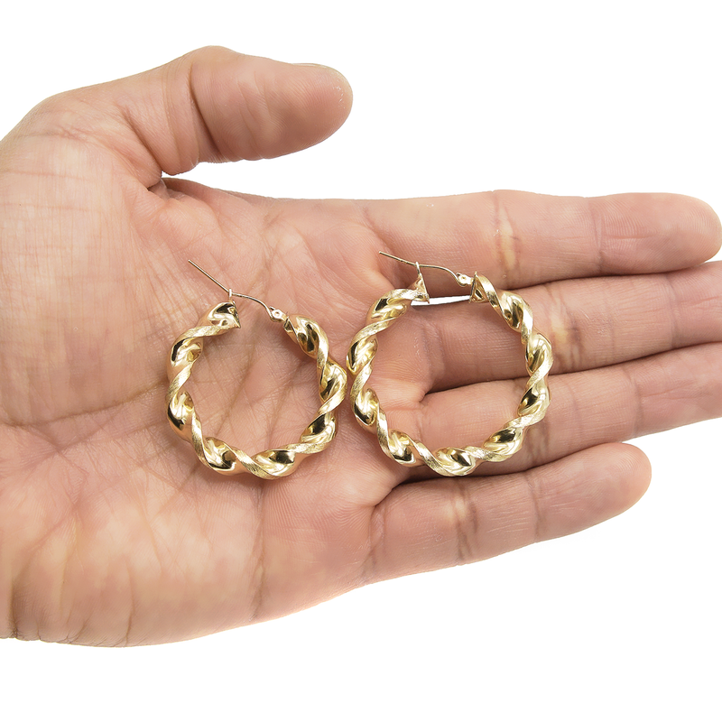 10K Womens Gold Hoop Earrings | Customizable Size