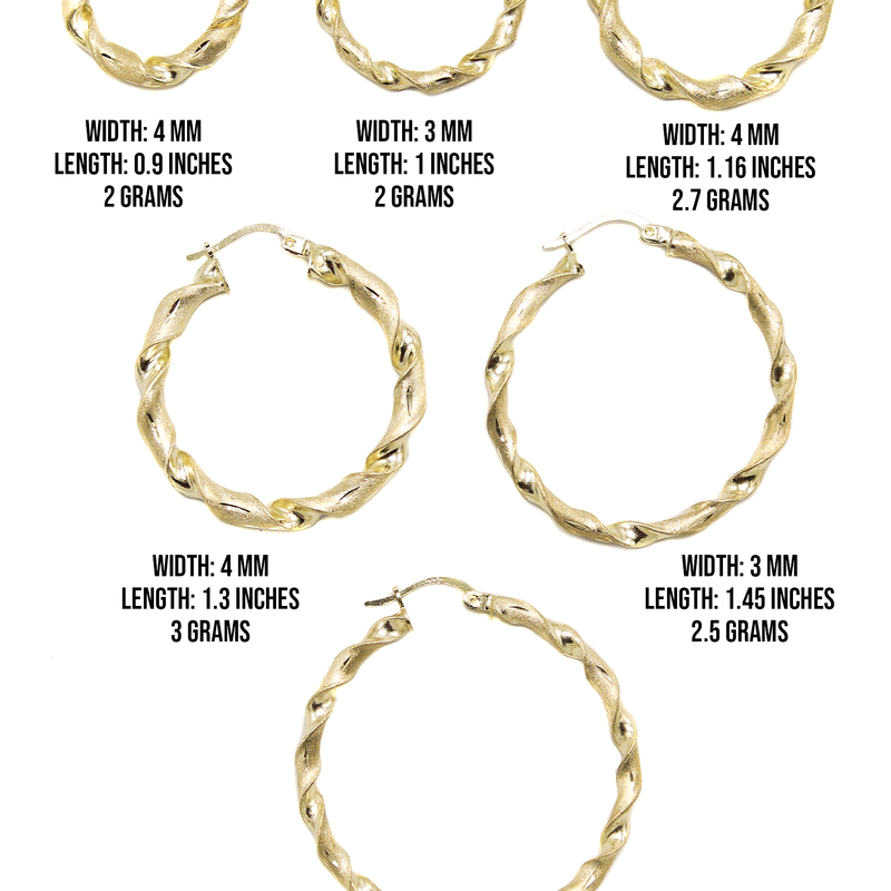 10K Womens Gold Hoop Earrings | Customizable Size