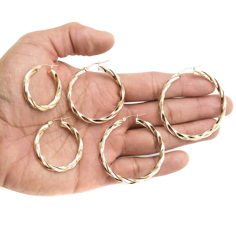 10K Womens Gold Hoop Earrings | Customizable Size