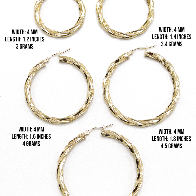 10K Womens Gold Hoop Earrings | Customizable Size