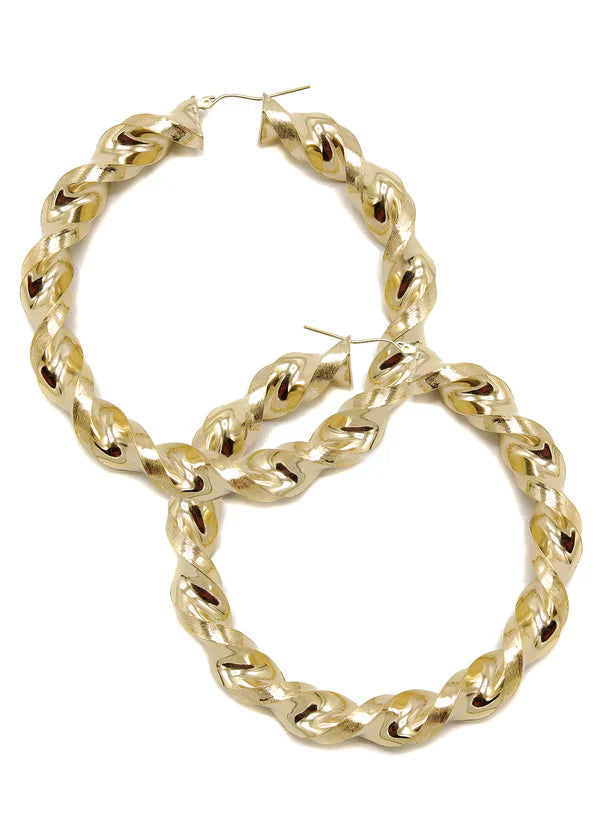 10K Womens Gold Hoop Earrings | Customizable Size | Width 10MM