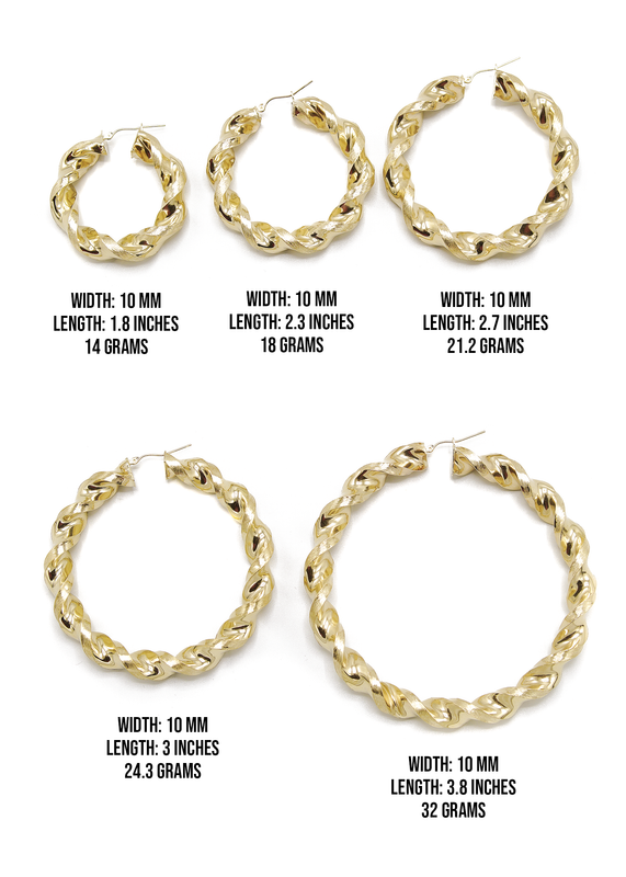 10K Womens Gold Hoop Earrings | Customizable Size