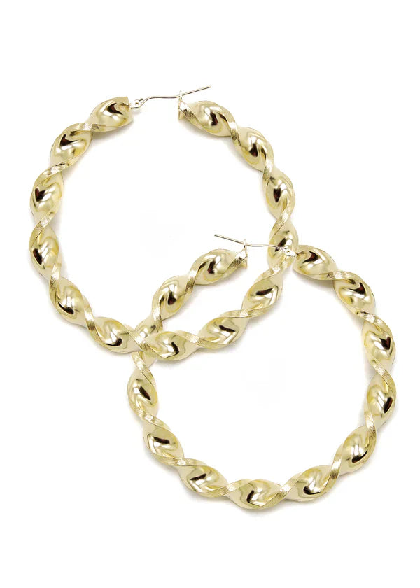 10K Womens Gold Hoop Earrings | Customizable Size | Width 8MM