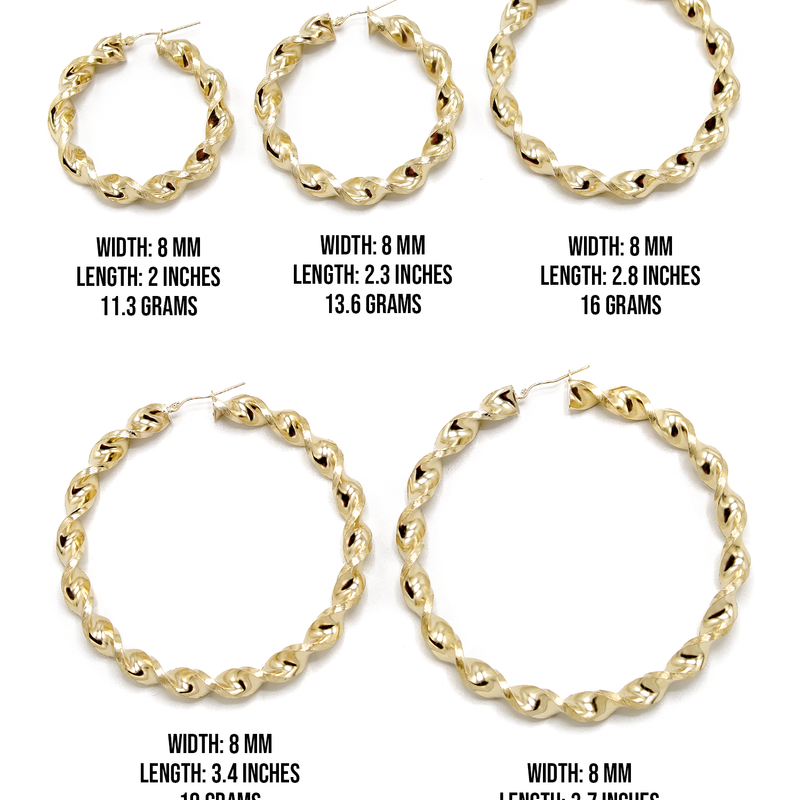 10K Womens Gold Hoop Earrings | Customizable Size