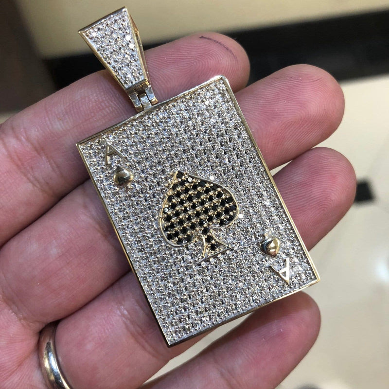 Diamond Ace of Spades Pendant | 5.40 Carats of Diamonds | Yellow Gold | 2.5 Inches