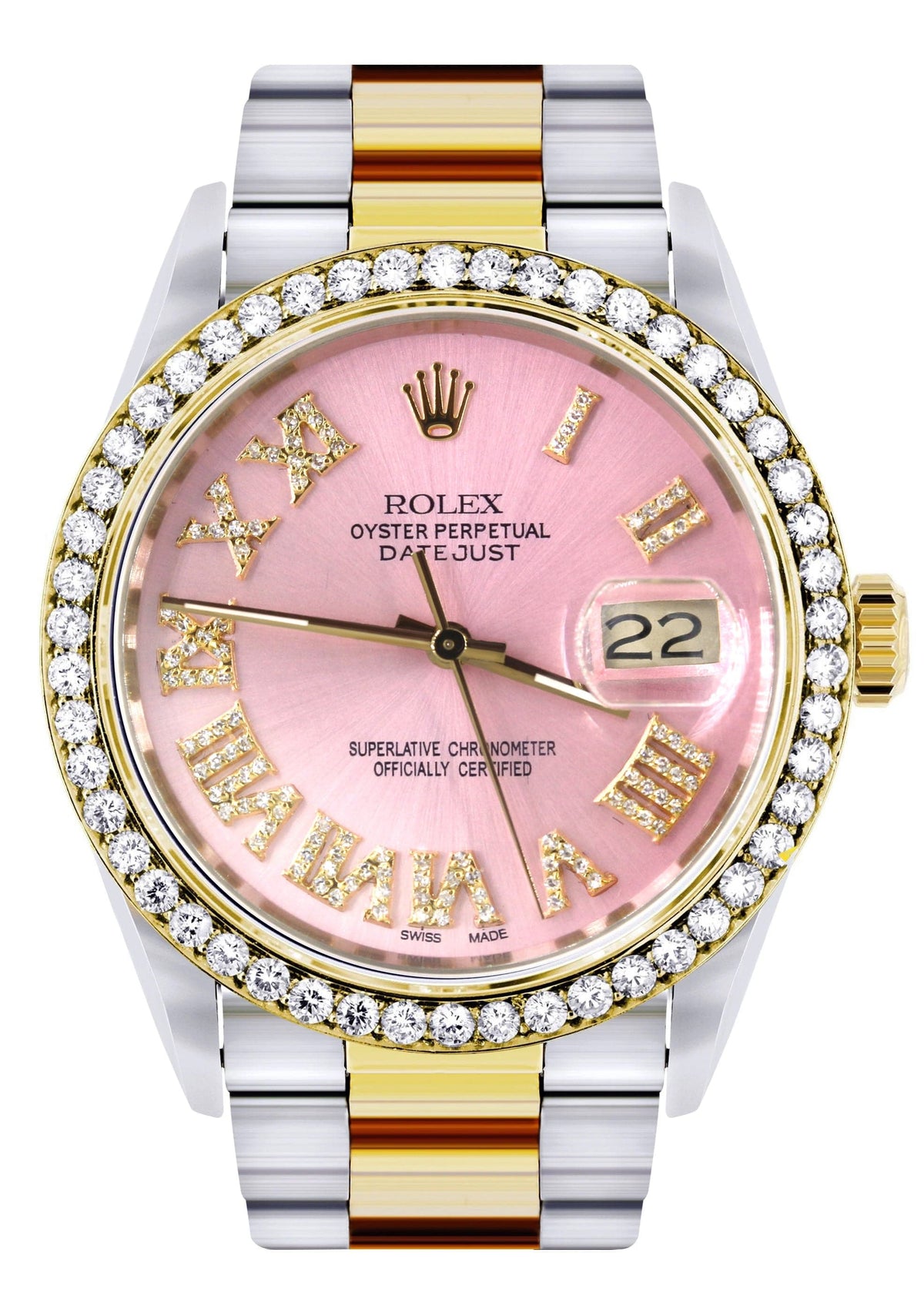 Gold & Steel Rolex Datejust Watch 16233 for Men | 36Mm | Pink Roman Dial | Oyster Band