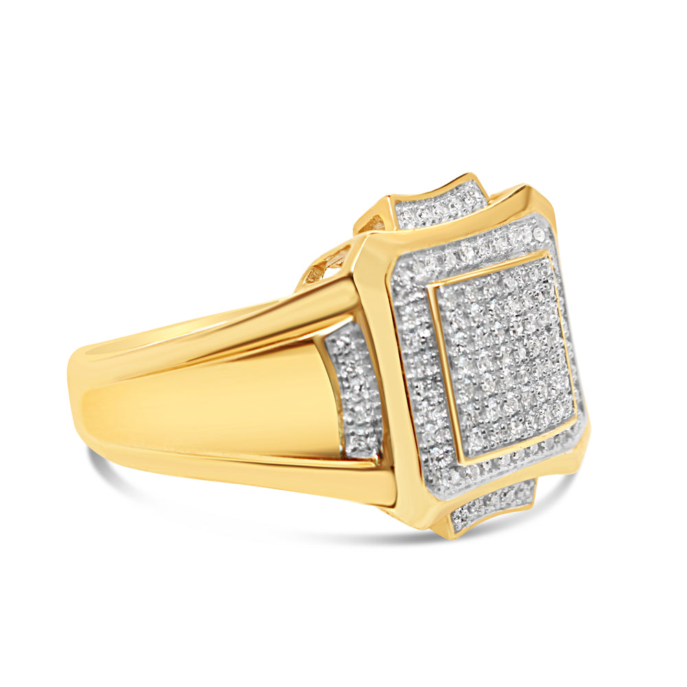 Mens Diamond Square Pinky Ring | 10K Yellow Gold | 0.40CTW