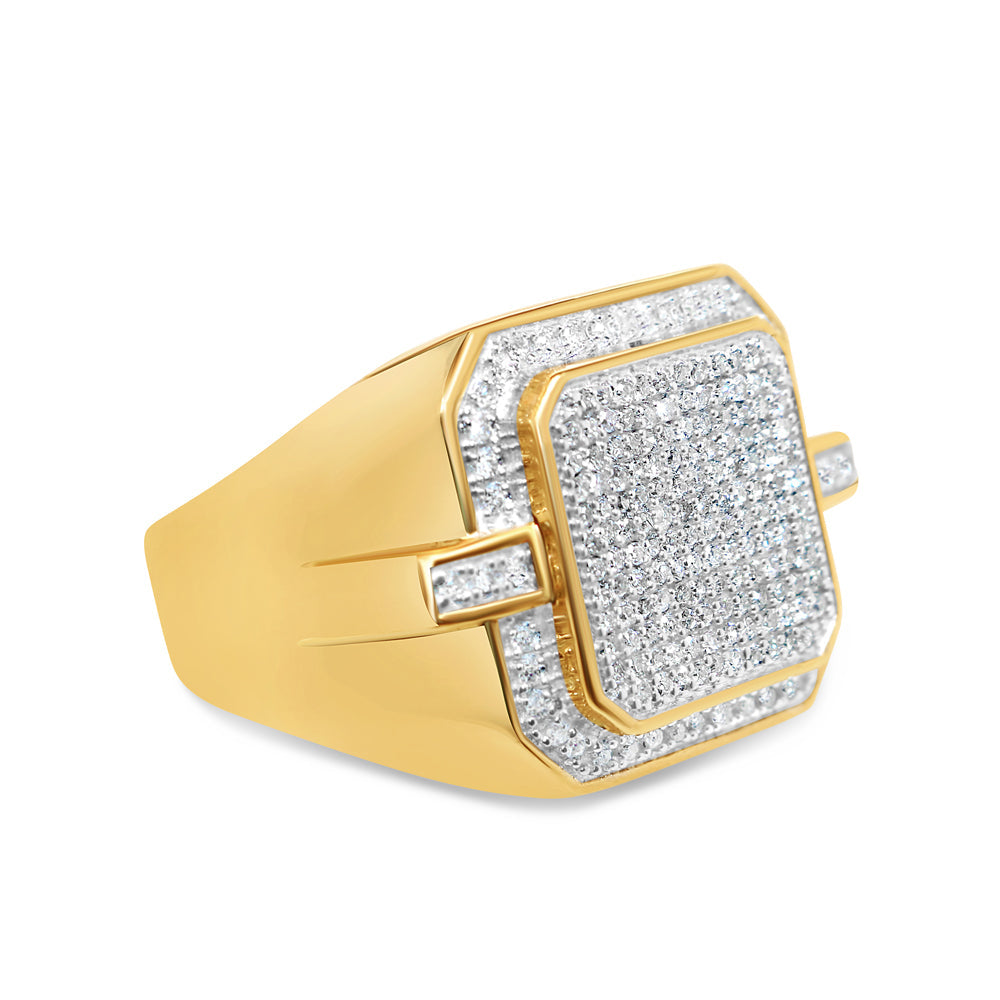 Mens Diamond Square Pinky Ring | 14K Yellow Gold | 0.61CTW