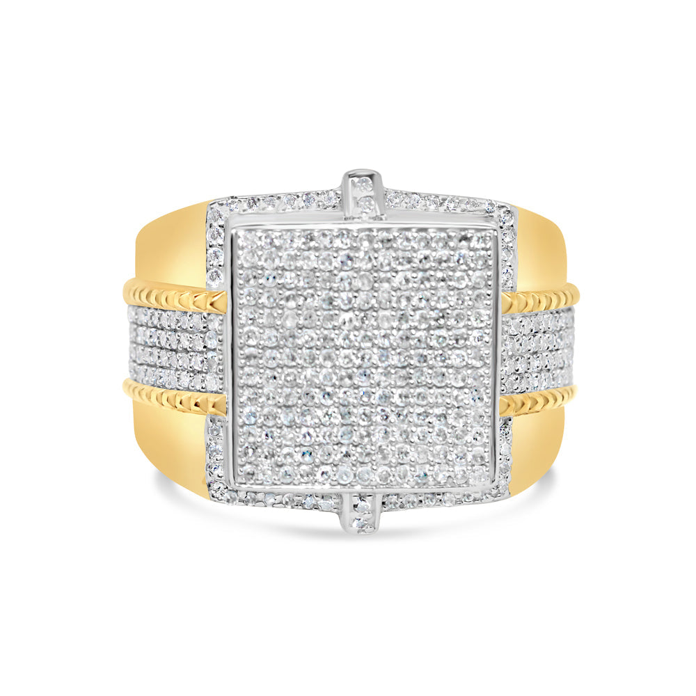 Mens Diamond Square Pinky Ring | 10K Yellow Gold | 1.28CTW