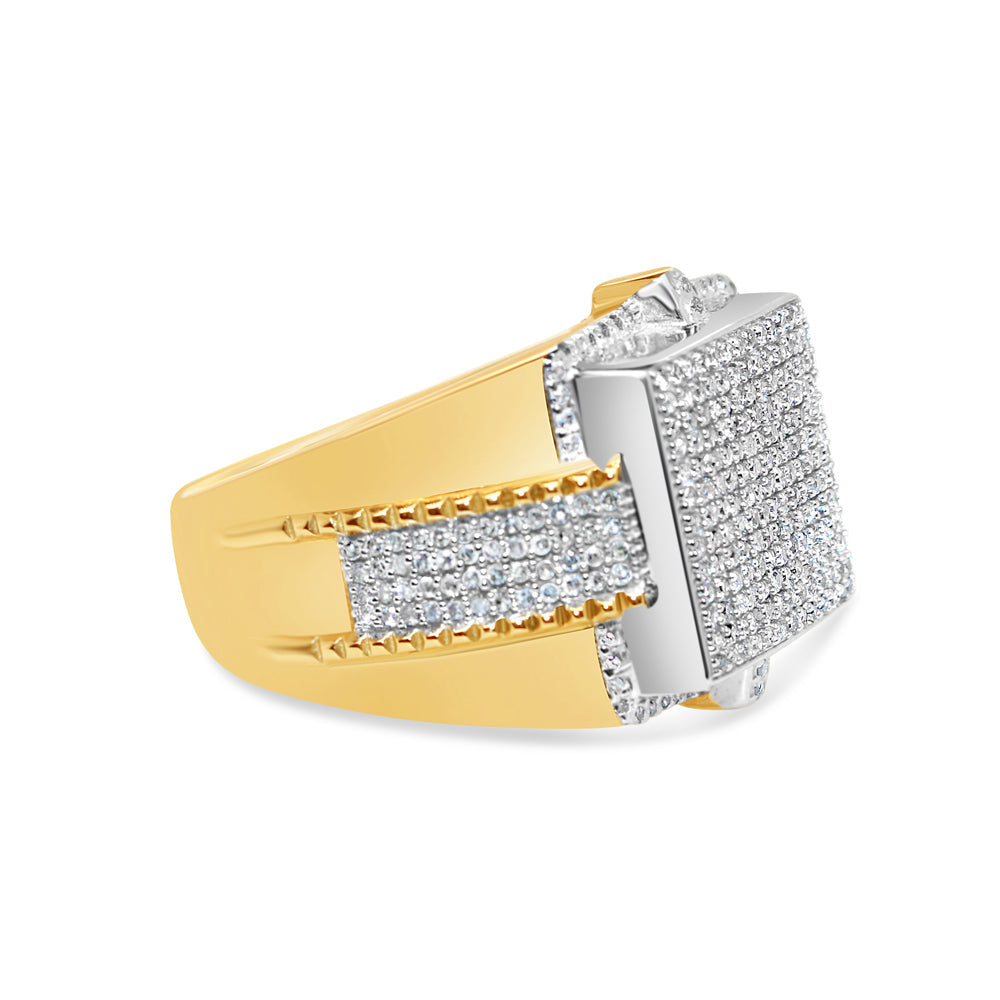 Mens Diamond Square Pinky Ring | 10K Yellow Gold | 1.28CTW
