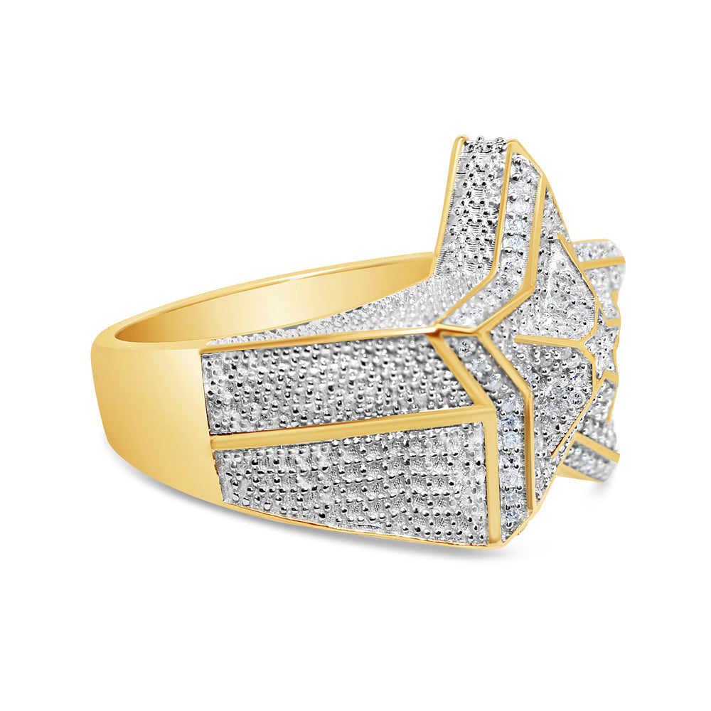 Mens Diamond Star Pinky Ring | 10K Yellow Gold | 0.53CTW