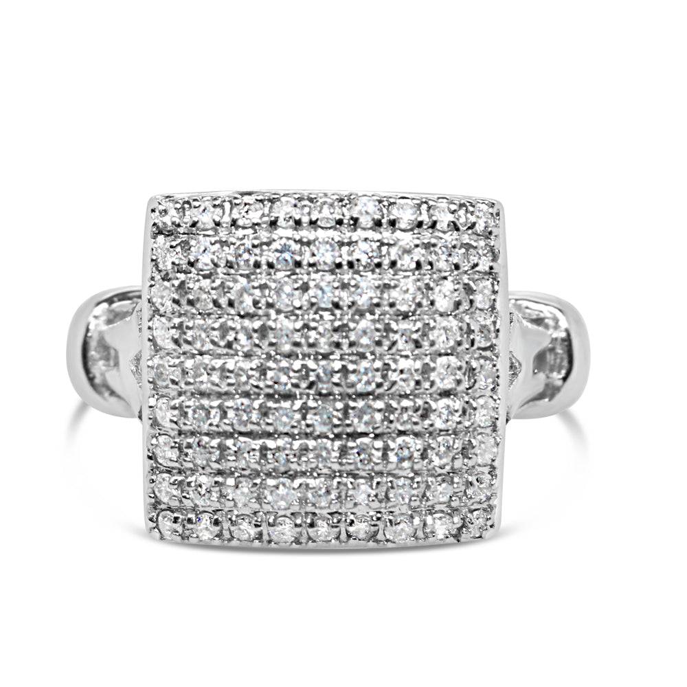 Mens Diamond Square Pinky Ring | 14K White Gold | 2.00CTW