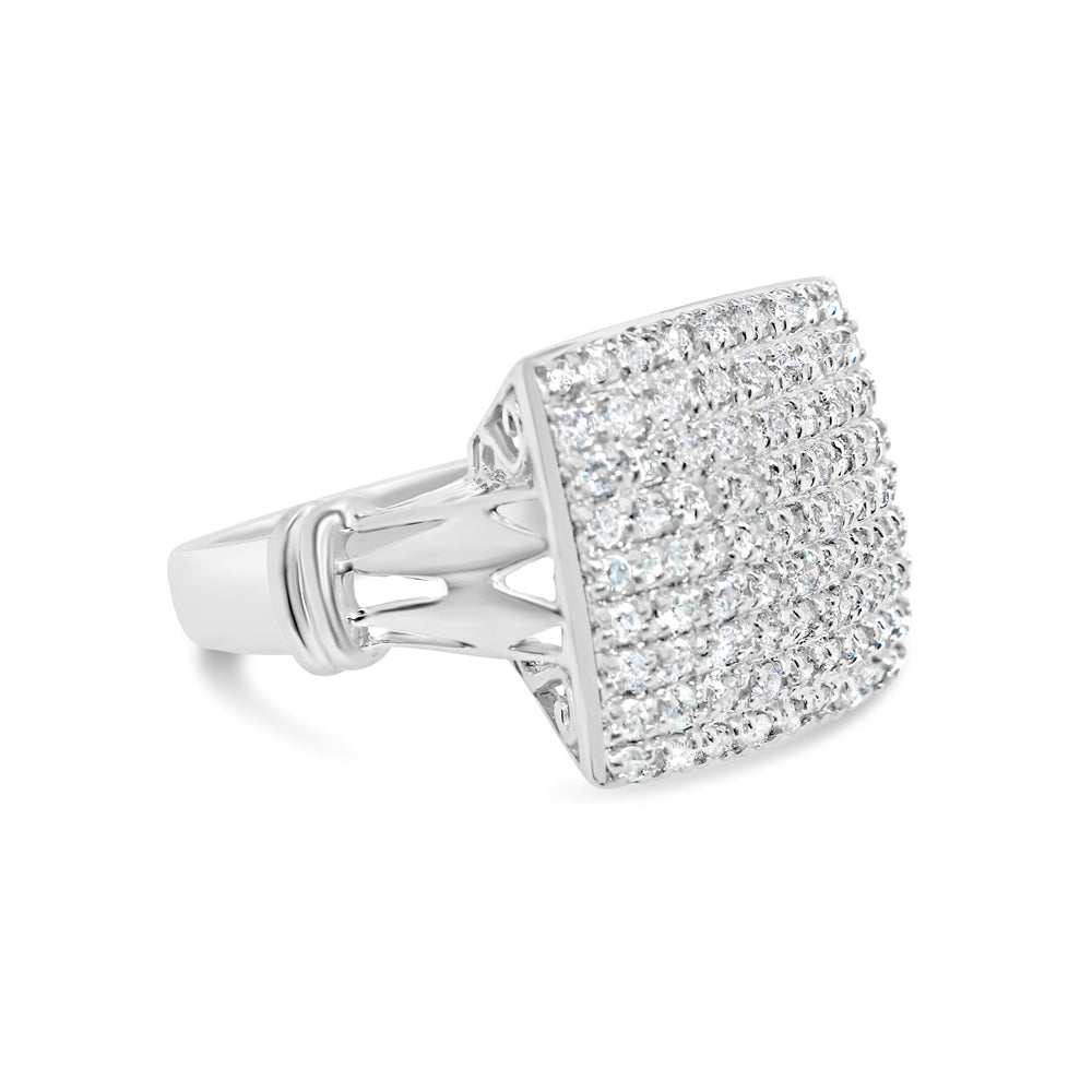 Mens Diamond Square Pinky Ring | 14K White Gold | 2.00CTW