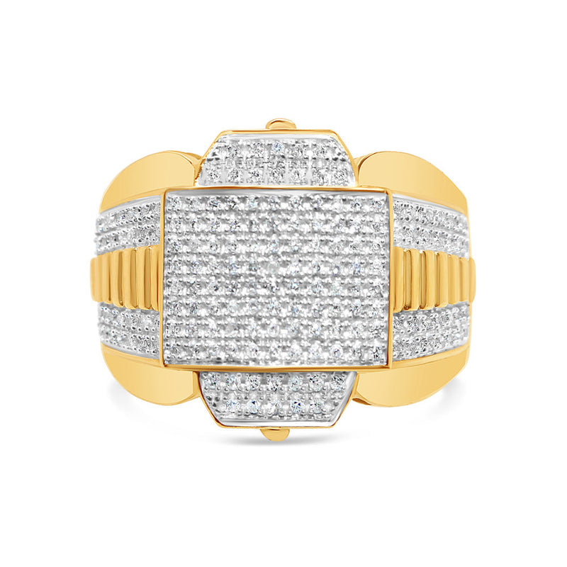 Mens Diamond Square Pinky Ring | 10K Yellow Gold | 0.62CTW