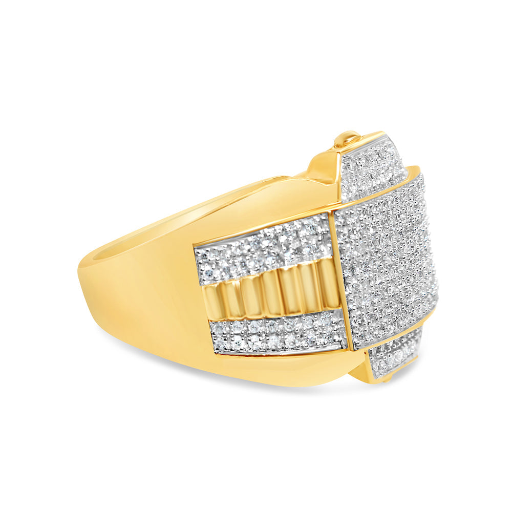 Mens Diamond Square Pinky Ring | 10K Yellow Gold | 0.62CTW