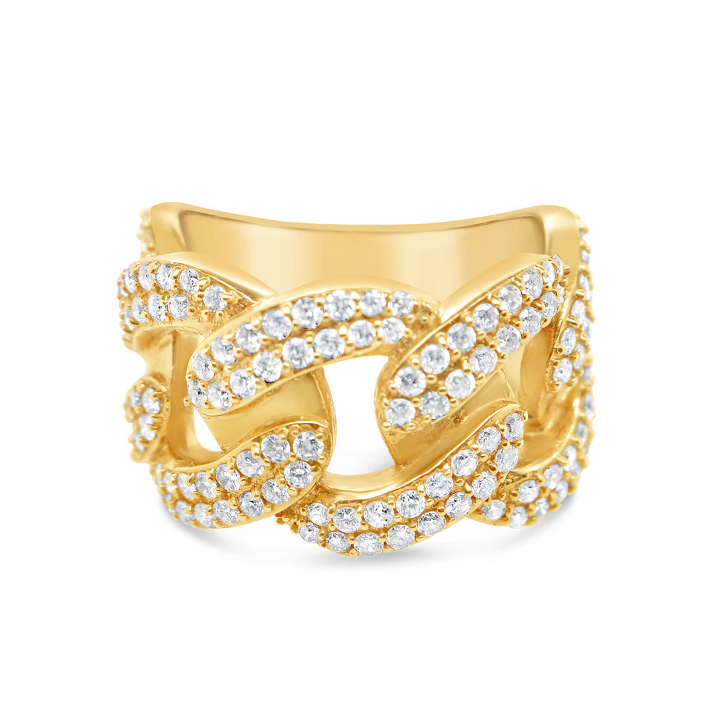 Mens Round Diamond Cuban Pinky Ring | 14K Yellow Gold | 2.17CTW