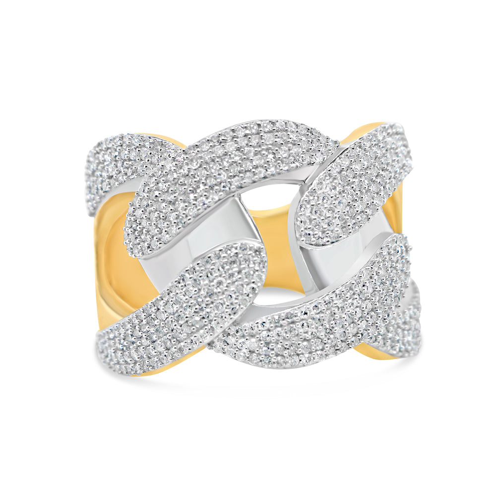 Mens Round Diamond Cuban Pinky Ring | 10K Yellow Gold | 1.43CTW
