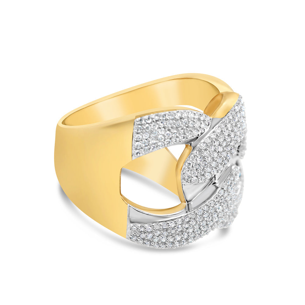 Mens Round Diamond Cuban Pinky Ring | 10K Yellow Gold | 1.43CTW