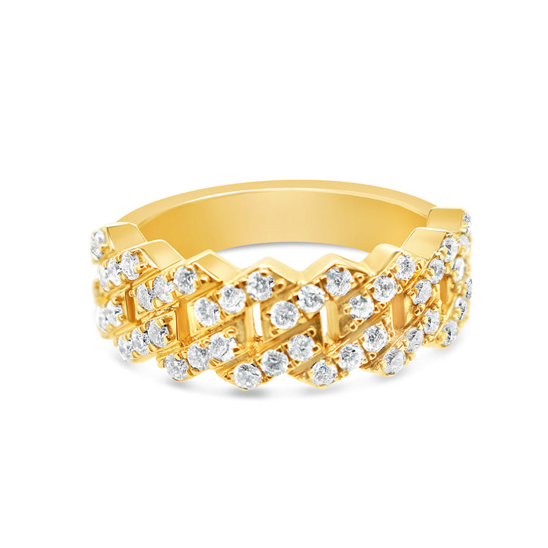 Mens Diamond Cuban Pinky Ring | 14K Yellow Gold | 1.2CTW