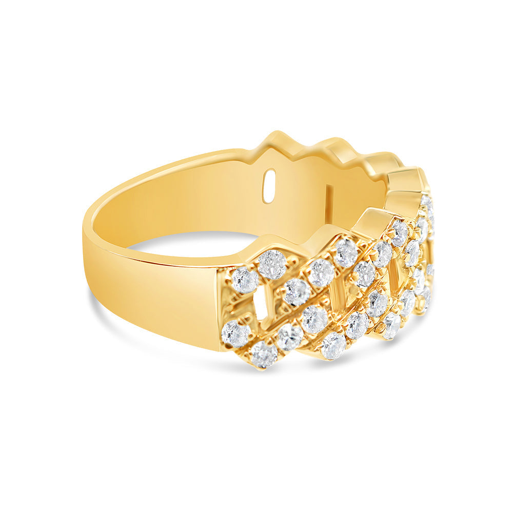 Mens Diamond Cuban Pinky Ring | 14K Yellow Gold | 1.2CTW