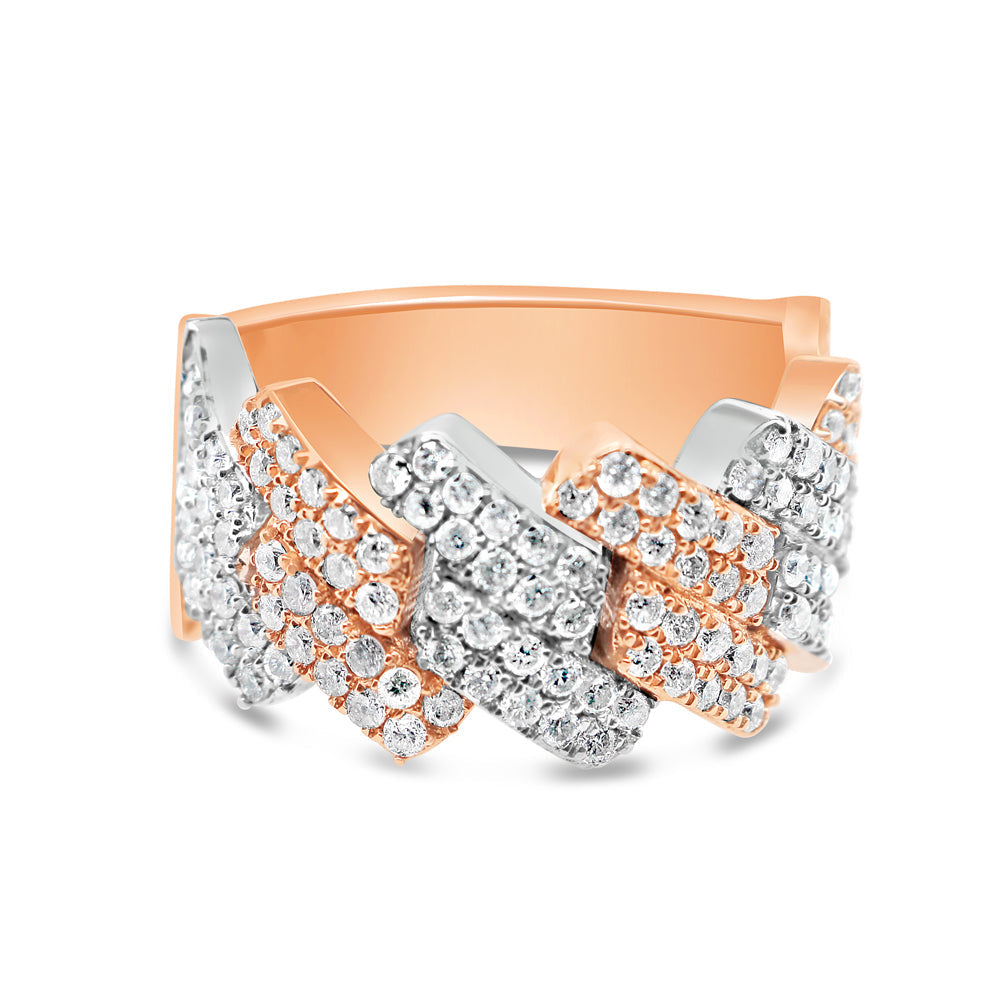 Mens Diamond Cuban Pinky Ring | 14K Gold Two-Tone | 1.87CTW