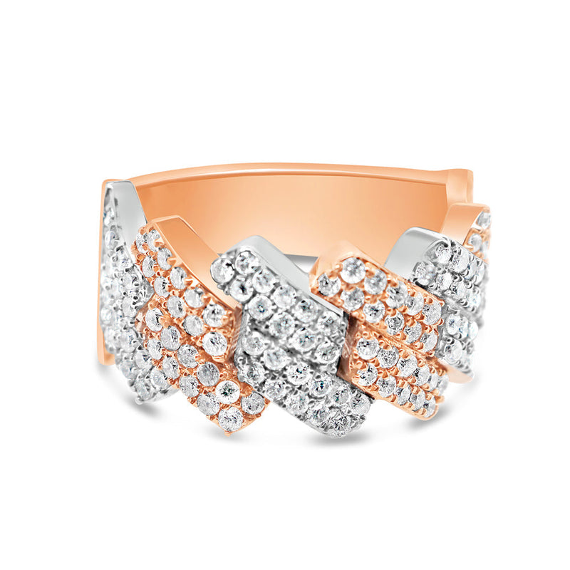 Mens Diamond Cuban Pinky Ring | 14K Gold Two-Tone | 1.87CTW