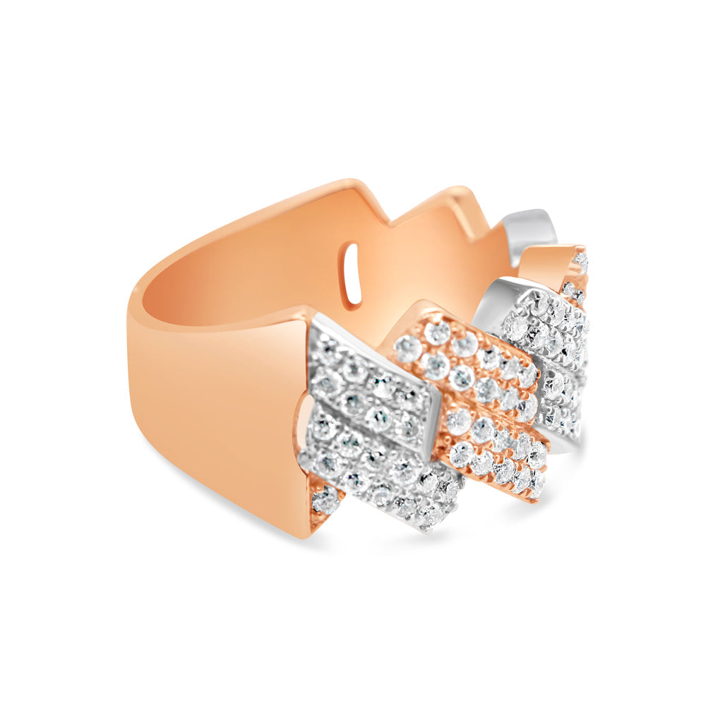 Mens Diamond Cuban Pinky Ring | 14K Gold Two-Tone | 1.87CTW