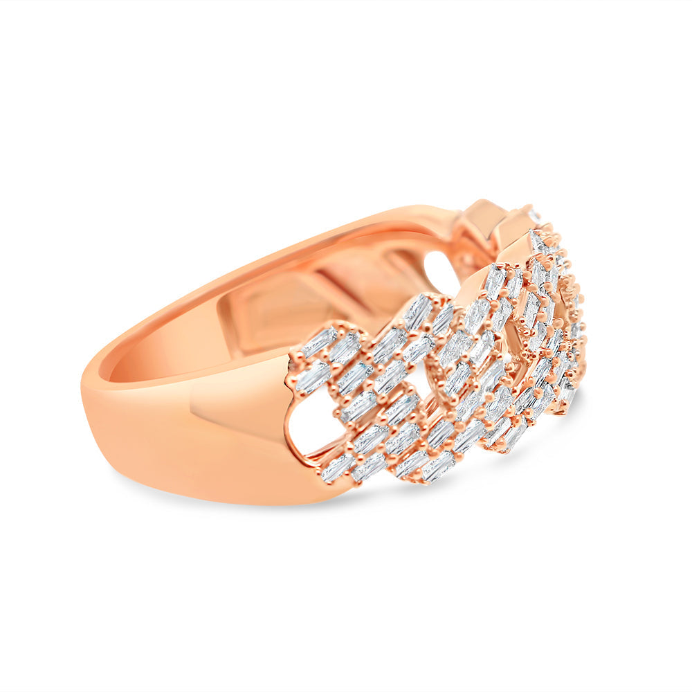 Mens Gold Cuban Baguette Diamond Ring | 14K | 0.73CTW