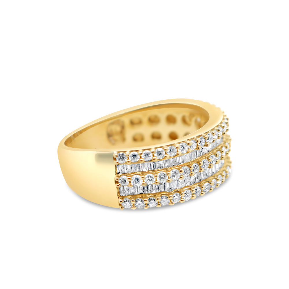 Mens Gold Round and Baguette Diamond Ring | 14K | 1.70CTW