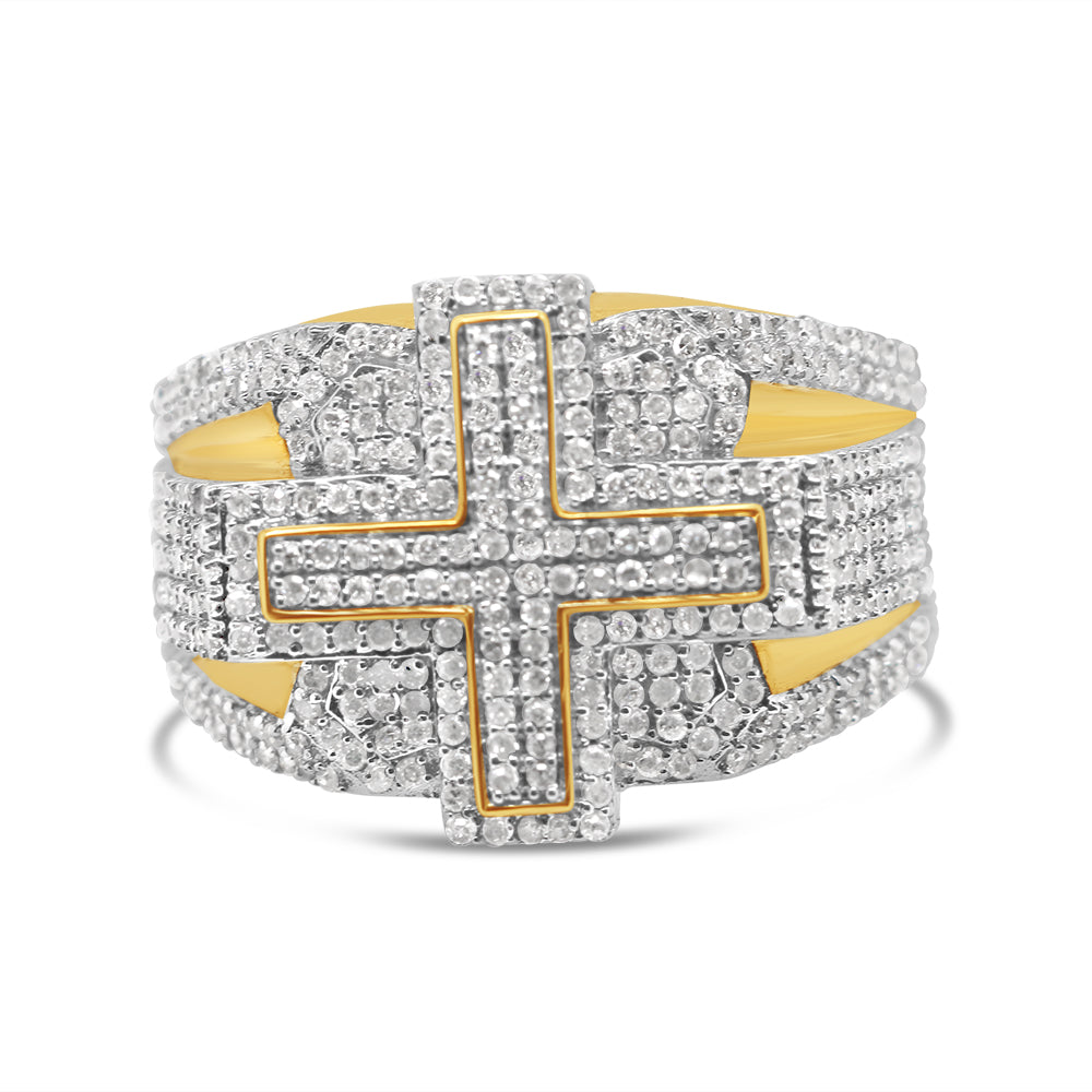 Gold Diamond Cross Ring | 10K | 0.80 CTW