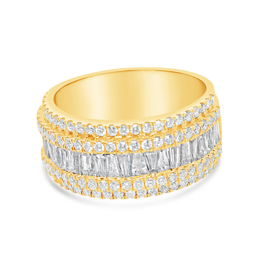 Gold Round and Baguette Diamond Ring | 14K | 2.72 CTW