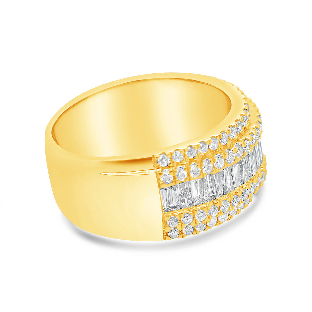 Gold Round and Baguette Diamond Ring | 14K | 2.72 CTW