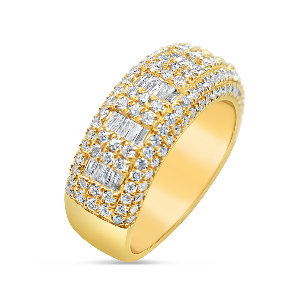 Gold Round and Baguette Diamond Ring | 14K | 2.04 CTW