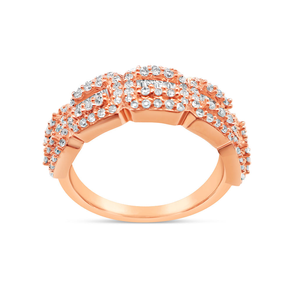 Mens Gold Round and Baguette Diamond Ring | 14K | 0.91 CTW