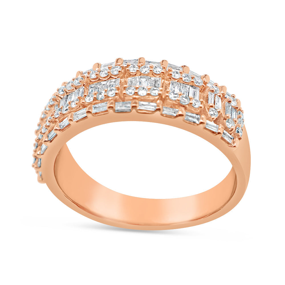 Mens Gold Round and Baguette Diamond Ring | 14K | 0.80 CTW