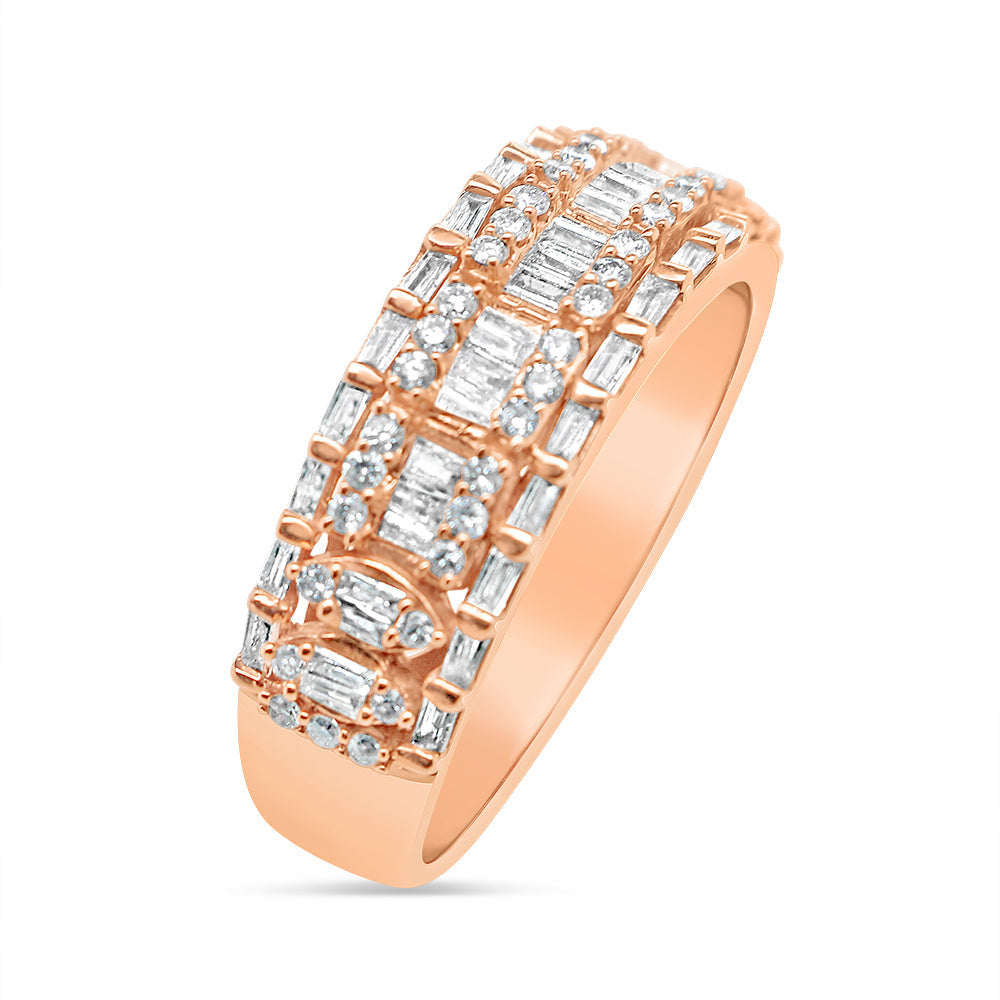 Mens Gold Round and Baguette Diamond Ring | 14K | 0.80 CTW