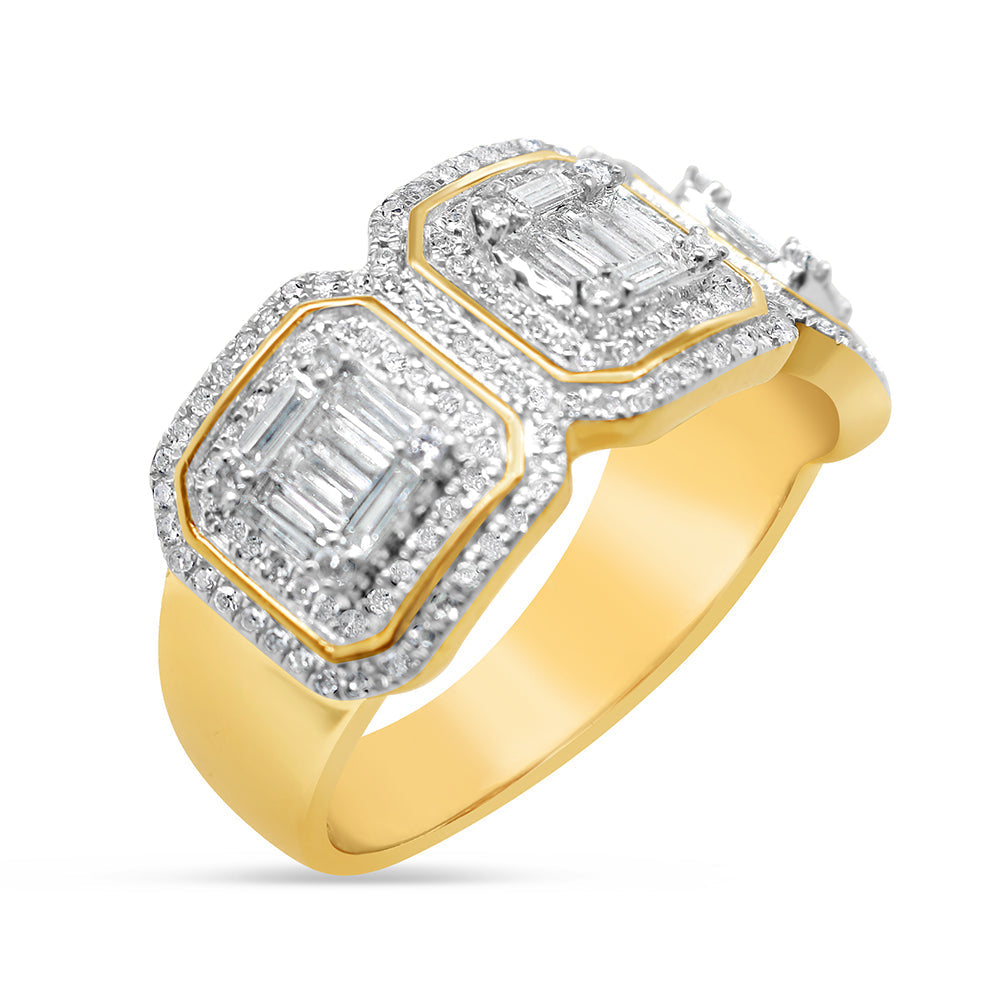 Mens Gold Round and Baguette Diamond Ring | 14K | 1.00 CTW