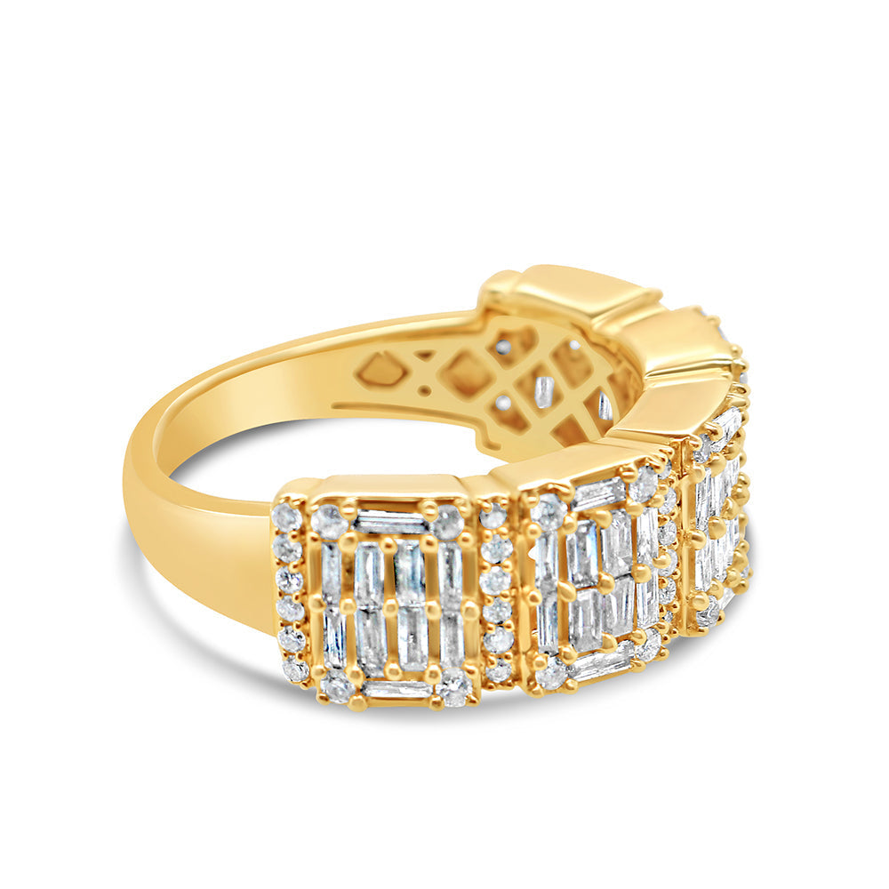Mens Gold Round and Baguette Diamond Ring | 14K | 1.29 CTW