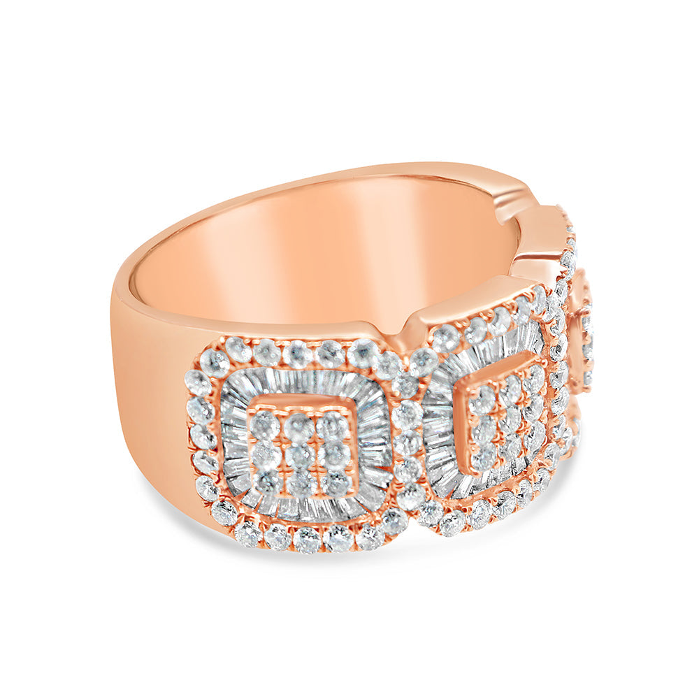 Mens Gold Round and Baguette Diamond Ring | 14K | 3.11 CTW