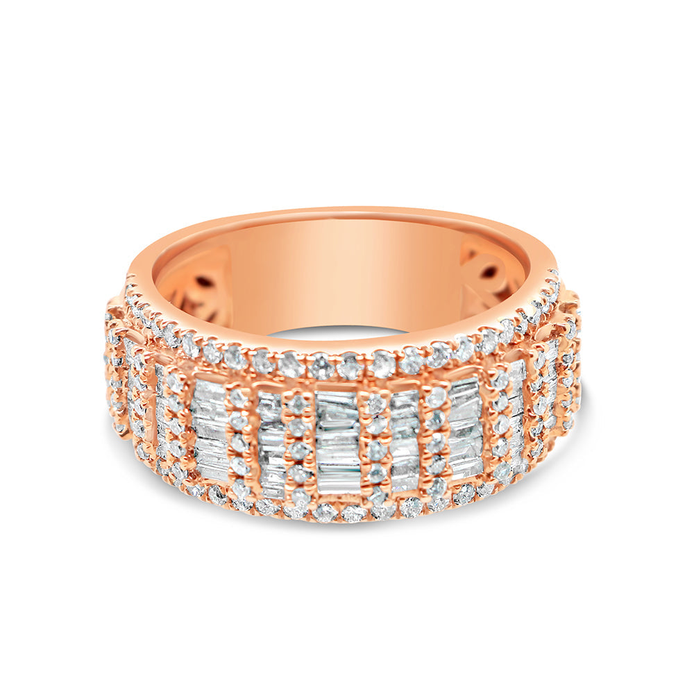 Mens Gold Round and Baguette Diamond Ring | 14K | 7.04 CTW