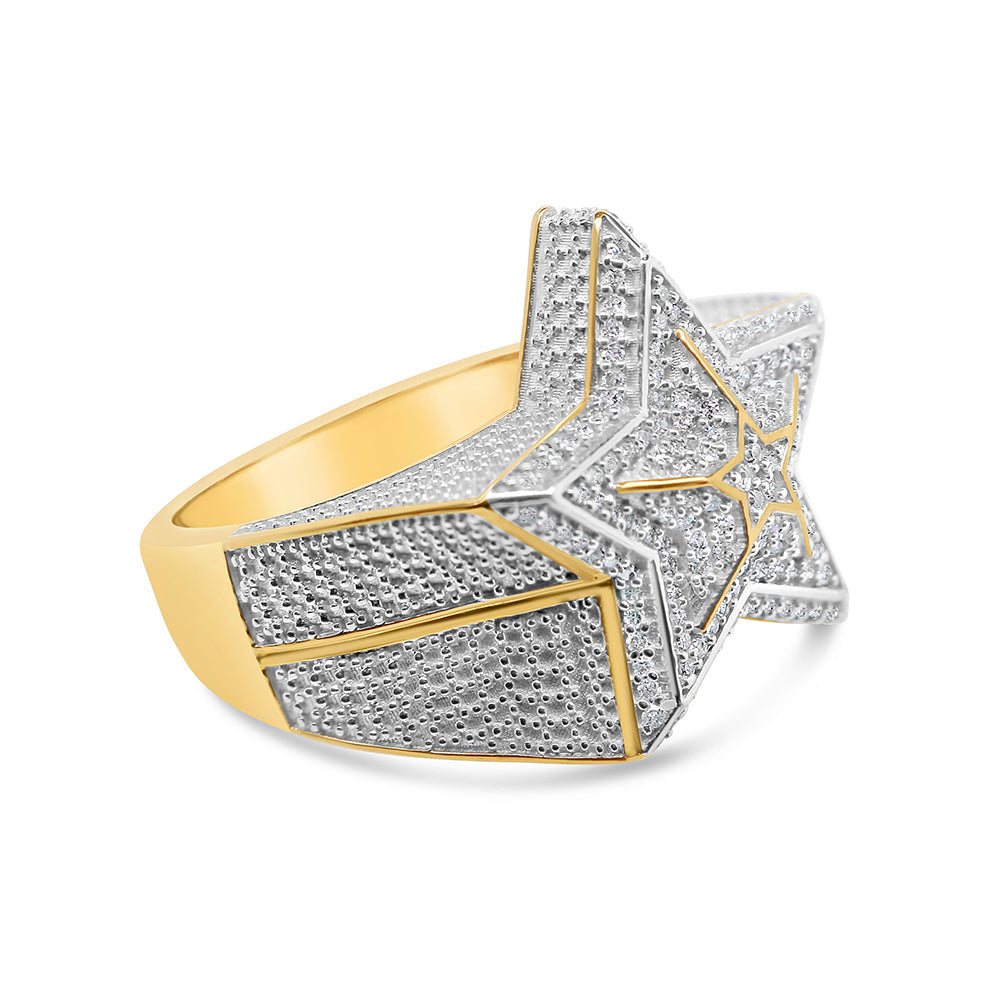 Mens Gold Diamond Star Ring | 10K Yellow Gold | 0.53CTW