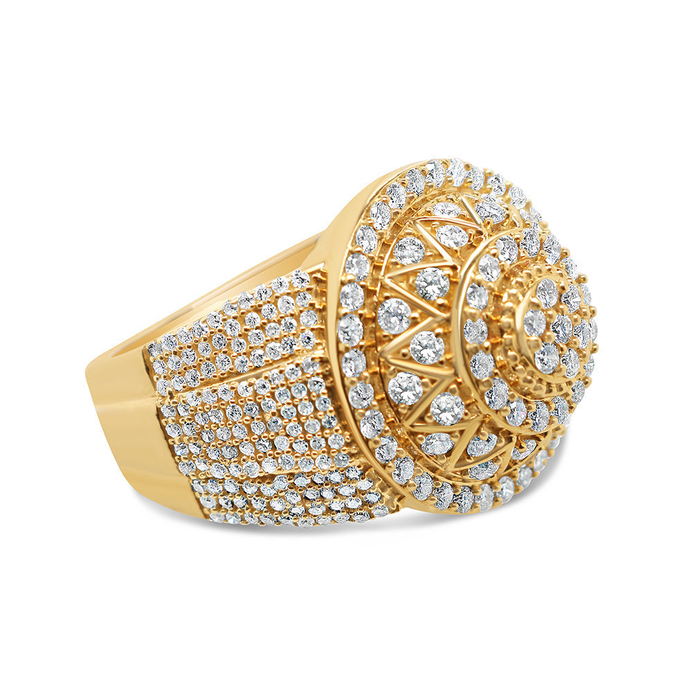 Mens Gold Diamond Big Round Risen Pinky Ring | 14K Yellow Gold | 2.37CTW