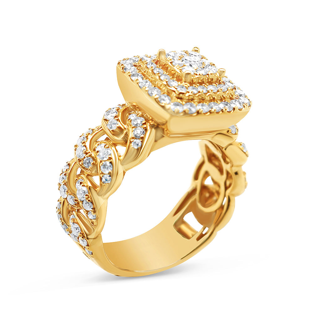 Mens Gold Diamond Risen Square Pinky Ring | 14K Yellow Gold | 1.94CTW